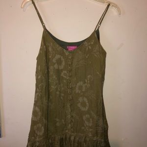 Olive floral pattern BCBG spaghetti strap dress